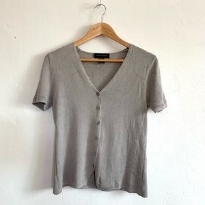 100% Silk, Short-Sleeve Sweater Top, Cable & Gauge